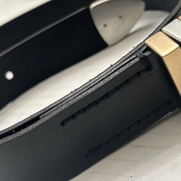 AllSaints Women\'s 1.25 Inch Black Leather Belt with Triple Metal Keeper Sz S main image 13